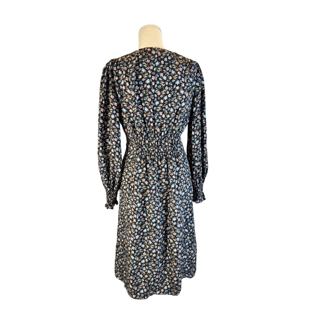 Rebecca Taylor Zelma Floral Silk Midi Dress Women’s 4 Black Cottagecore Prarie - Picture 3 of 16